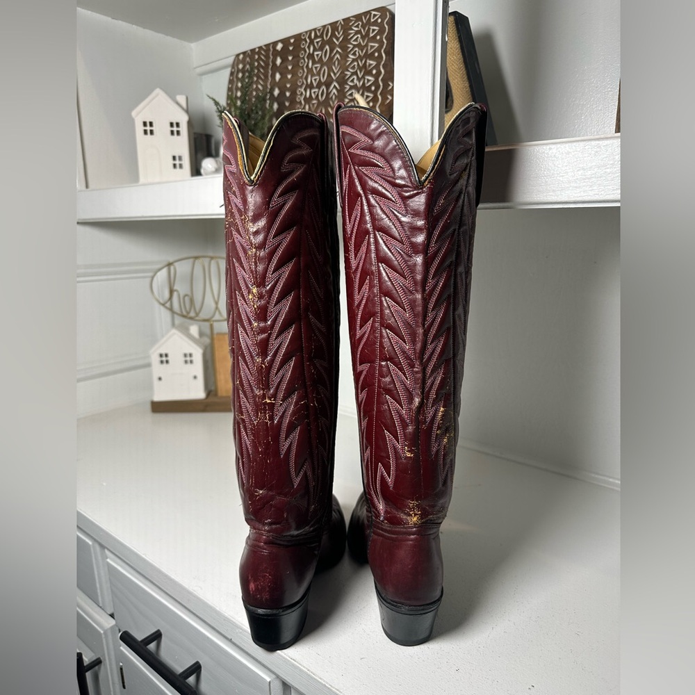 **SOLD**Durango Red Cowboy Boots Womens 6.5 Western Boots Burgundy Tall Leather - Picture 6 of 9